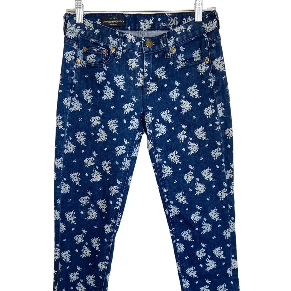 J. Crew Cropped Matchstick Floral Print Jeans
